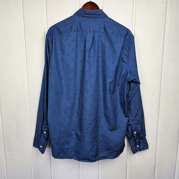 J. Crew Blue Slim Untucked Secret Wash Cotton Poplin Button Front Shirt Large - Picture 3 of 11